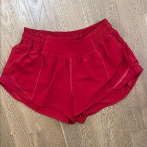 Red Lululemon Hotty Hot Shorts